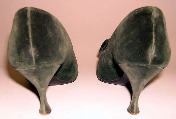 Evening shoes, House of Dior (French, founded 1946), cotton, leather, glass, French