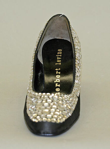Evening shoes, Herbert Levine Inc. (American, founded 1949), silk, leather, glass, American