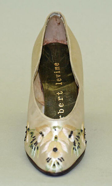 Evening shoes, Herbert Levine Inc. (American, founded 1949), silk, metallic thread, leather, American