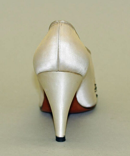 Evening shoes, Herbert Levine Inc. (American, founded 1949), silk, metallic thread, leather, American