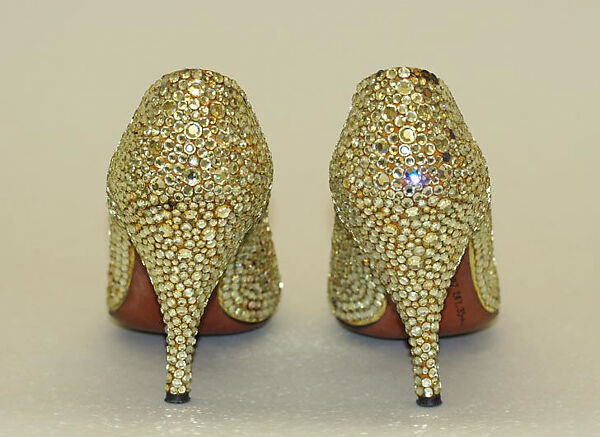 Evening shoes, Herbert Levine Inc. (American, founded 1949), leather, glass, American