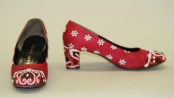 Evening shoes, Herbert Levine Inc. (American, founded 1949), silk, plastic, American 