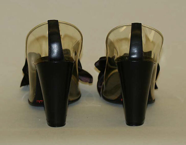 Evening shoes, Herbert Levine Inc. (American, founded 1949), plastic (vinyl), leather, silk, American