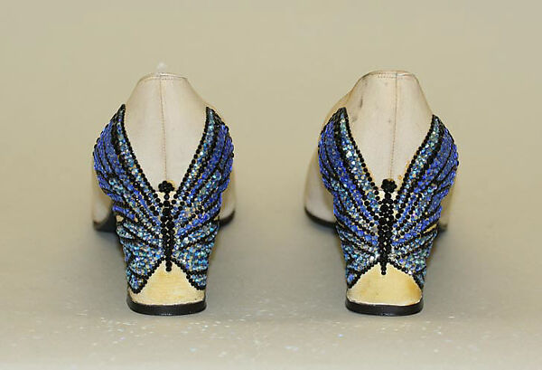 Evening shoes, Herbert Levine Inc. (American, founded 1949), silk, leather, glass, American