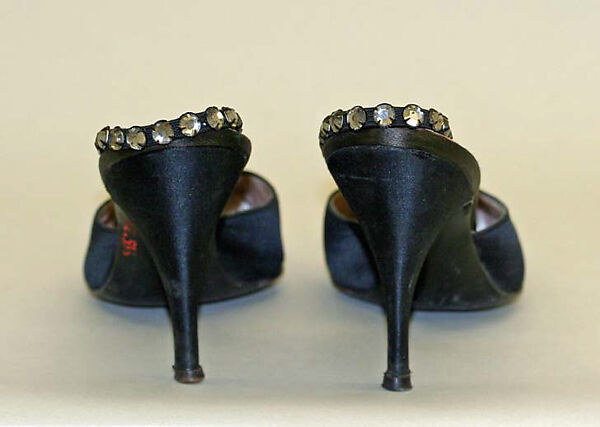 Evening shoes, Delman (American, founded 1919), silk, glass, American