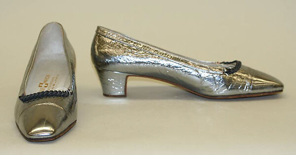 Evening shoes, René Mancini (French, founded 1936), leather, metal, French 