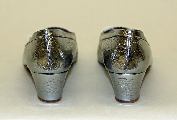 Evening shoes, René Mancini (French, founded 1936), leather, metal, French