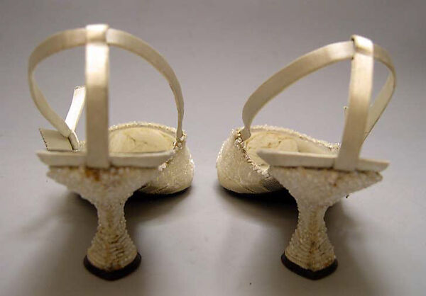 Evening sandals, House of Dior (French, founded 1946), silk, nylon, glass, leather, French