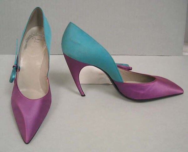 Evening shoes, House of Dior (French, founded 1946), silk, leather, French 