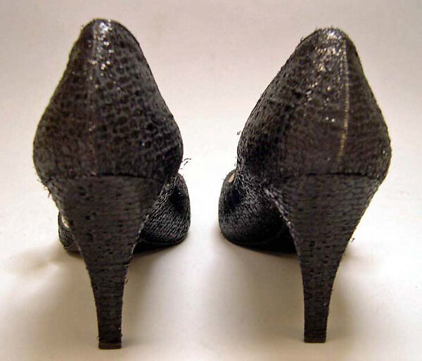 Evening shoes, House of Dior (French, founded 1946), silk, leather, plastic, metal, glass, French