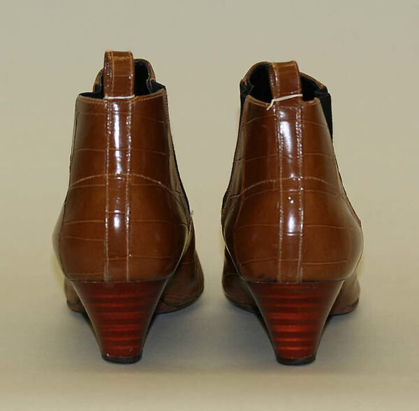 Boots, leather, synthetic, rayon, American
