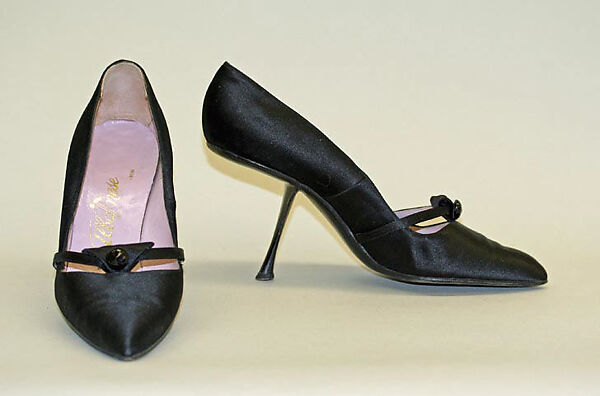 Evening shoes, Albanese (Italian), leather, silk, metal, plastic, Italian 