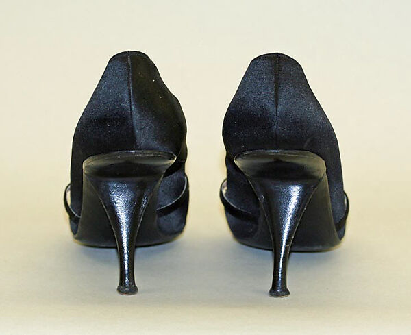 Evening shoes, Albanese (Italian), leather, silk, metal, plastic, Italian