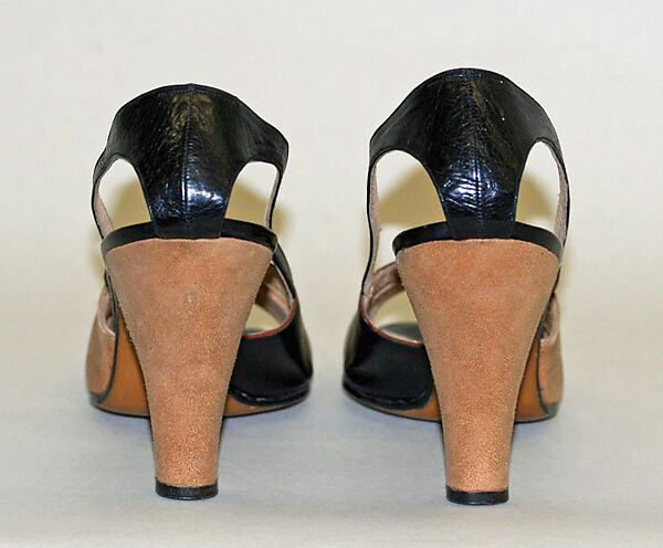 Pumps, Rosina Schiavone Ferragamo, leather, wood, metal, Italian