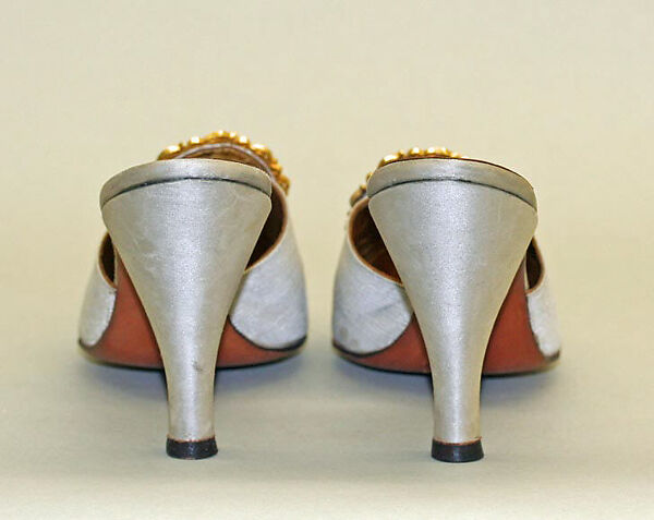 Mules, Mr. David Evins (American, born England, 1909–1992), silk, metal, leather, wood, American