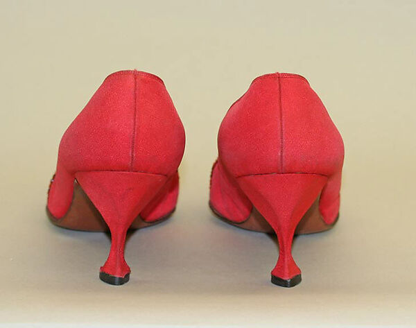 Evening pumps, Mr. David Evins (American, born England, 1909–1992), silk, glass, American