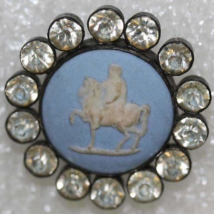 Button, paste, metal, probably European