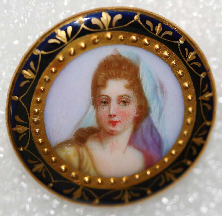 Button, porcelain, metal, French