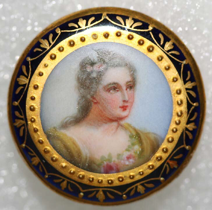 Button, porcelain, metal, French