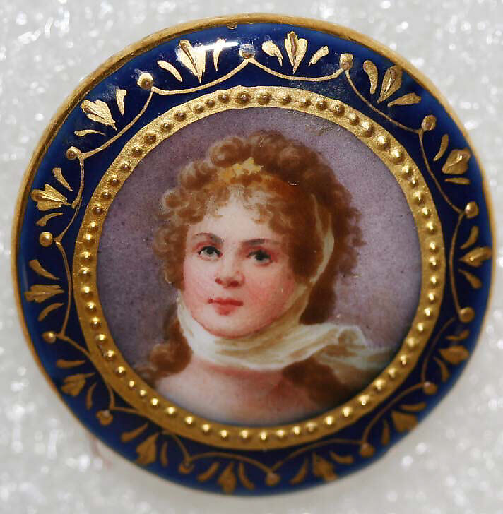Button, porcelain, metal, French