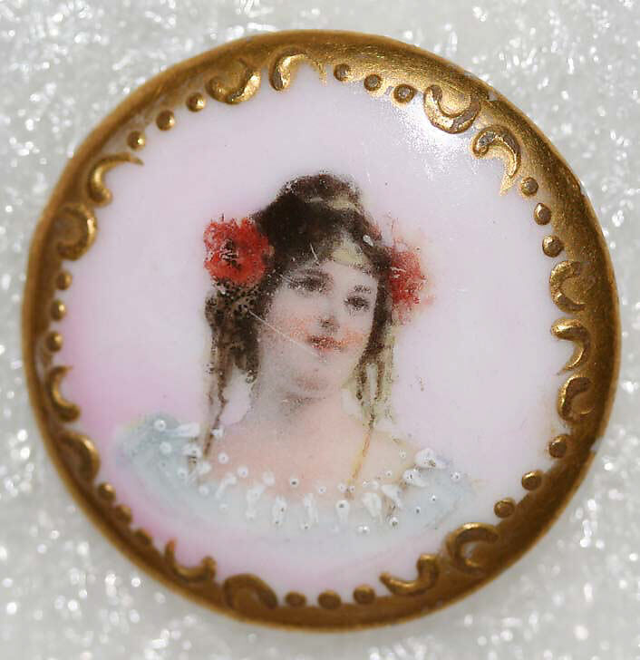 Button, porcelain, probably European