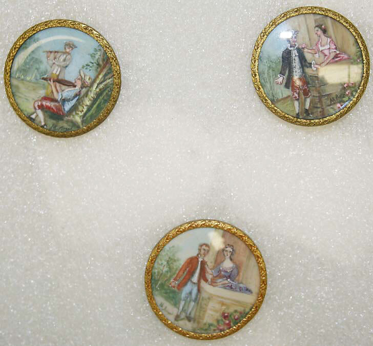 Button, ivory, glass, French 