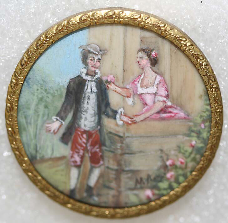 Button, ivory, glass, French