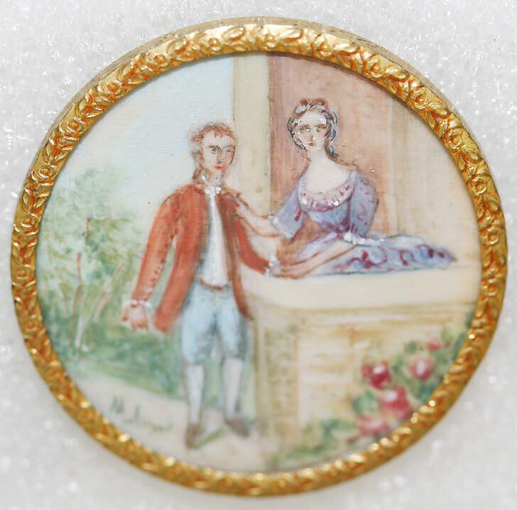 Button, ivory, glass, French