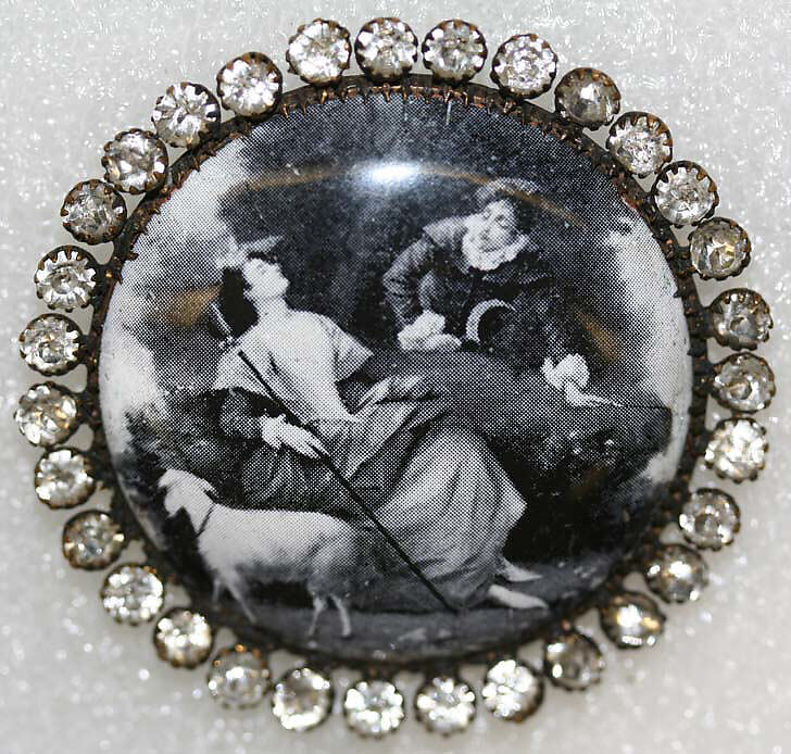 Button, enamel, rhinestones, French