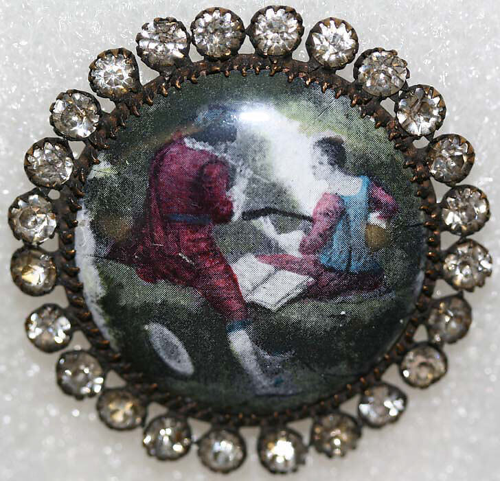 Button, enamel, rhinestones, French