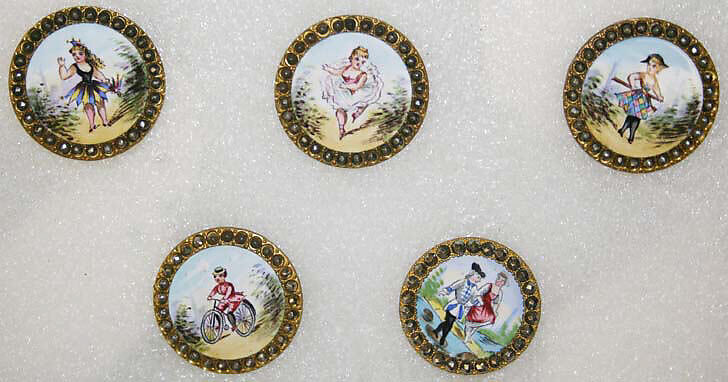 Button, enamel, metal, French 