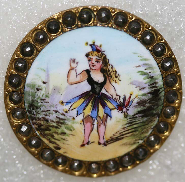 Button, enamel, metal, French
