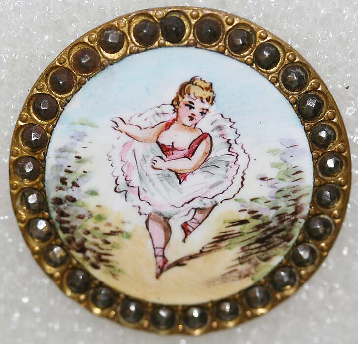 Button, enamel, metal, French