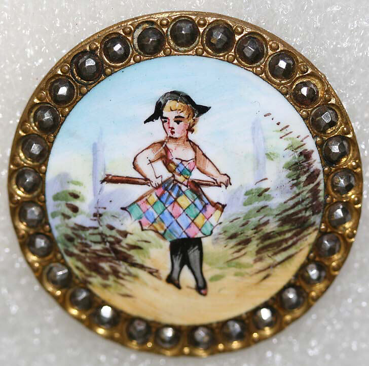 Button, enamel, metal, French