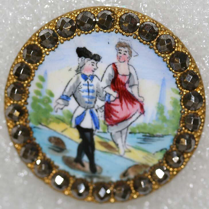 Button, enamel, metal, French