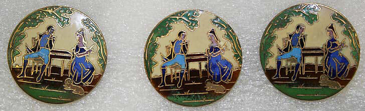 Button, enamel, metal, French 