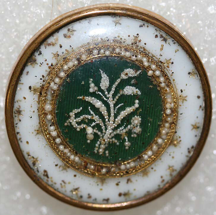 Button, glass, pearl, metal, French