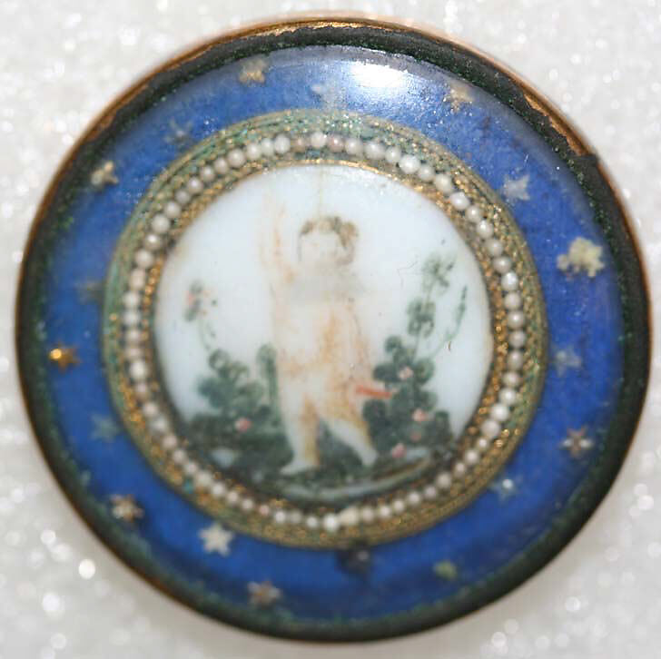 Button, glass, pearl, metal, French