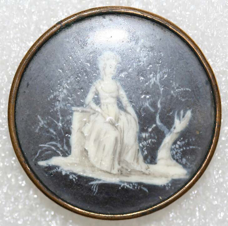 Button, ivory, glass, French