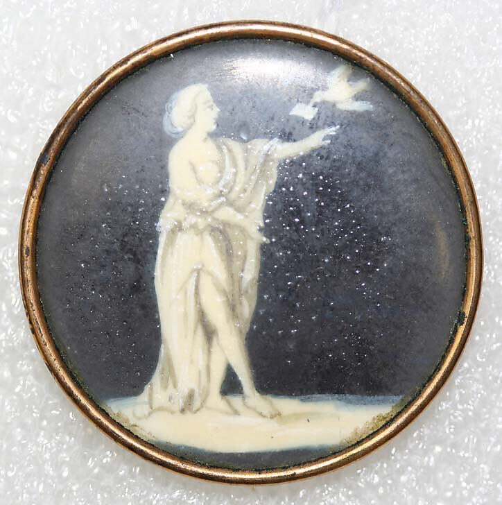 Button, ivory, glass, French