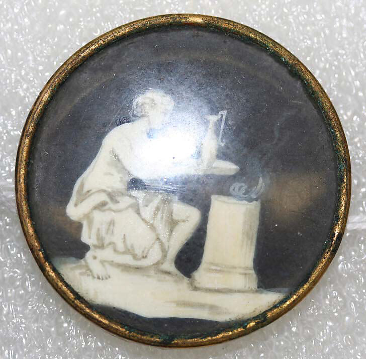 Button, ivory, glass, French