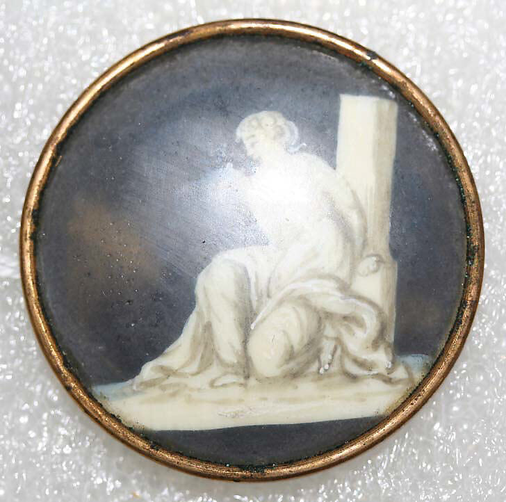 Button, ivory, glass, French