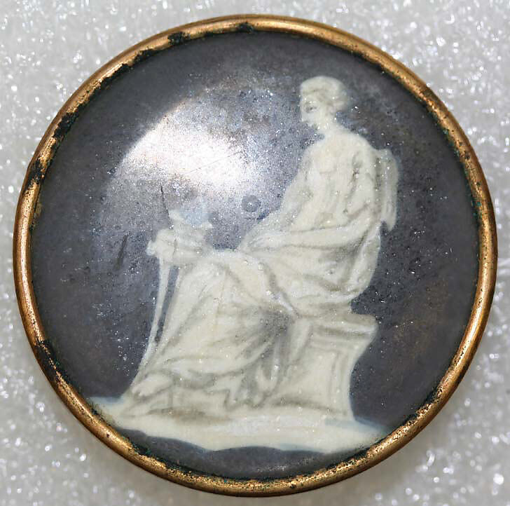 Button, ivory, glass, French