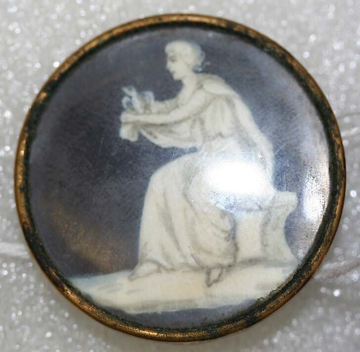 Button, ivory, glass, French