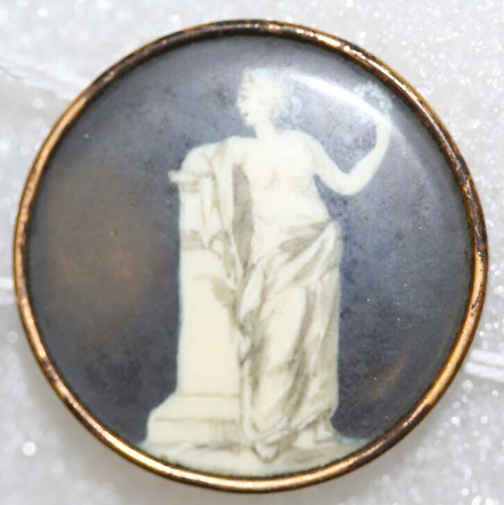 Button, ivory, glass, French