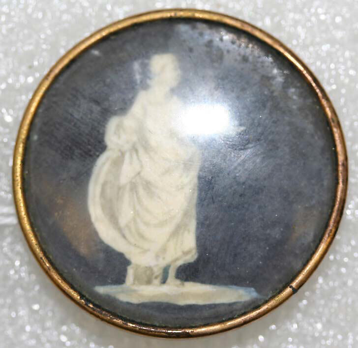 Button, ivory, glass, French