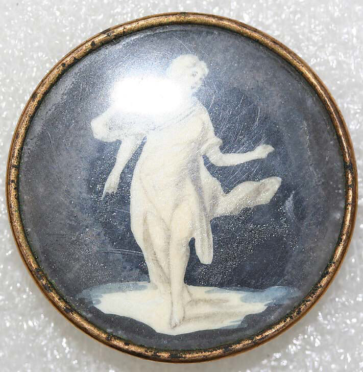 Button, ivory, glass, French