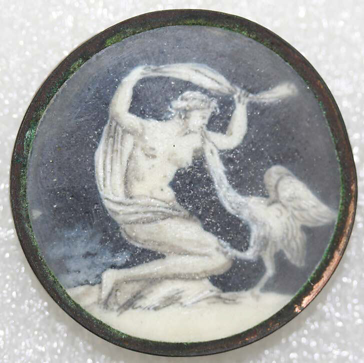 Button, ivory, glass, French