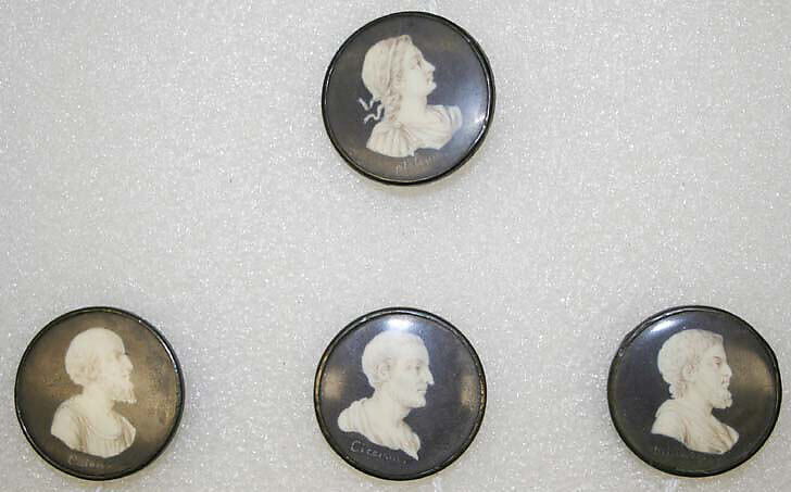 Button, grisaille, glass, French 