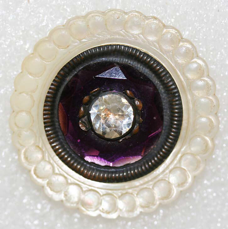 Button, mother-of-pearl, paste, metal, French